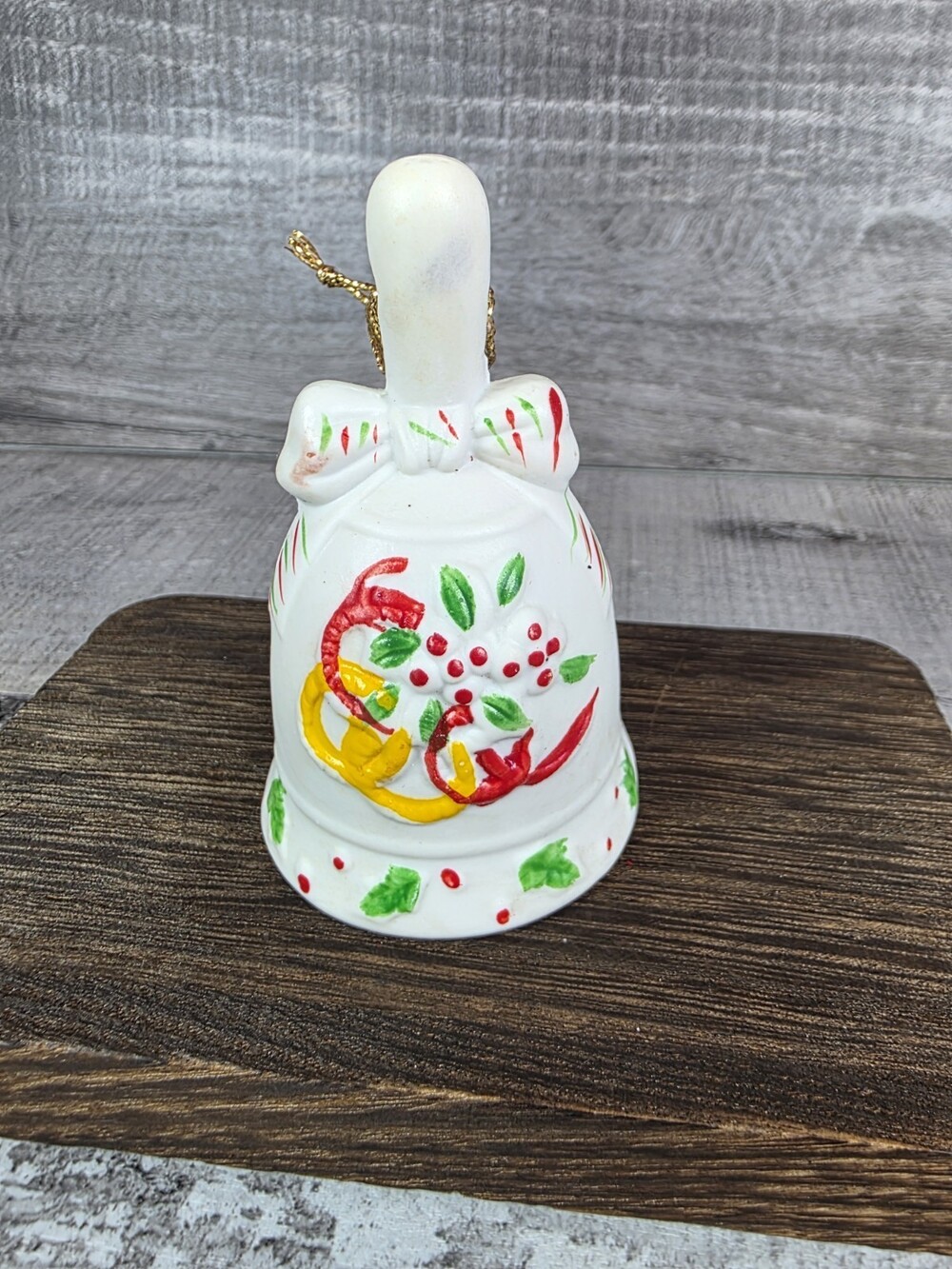 Vintage 1970s Twelve Days Of Christmas Ceramic Bell: "Five Golden Rings" g71b4